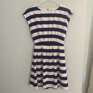 White and Navy Striped Dress